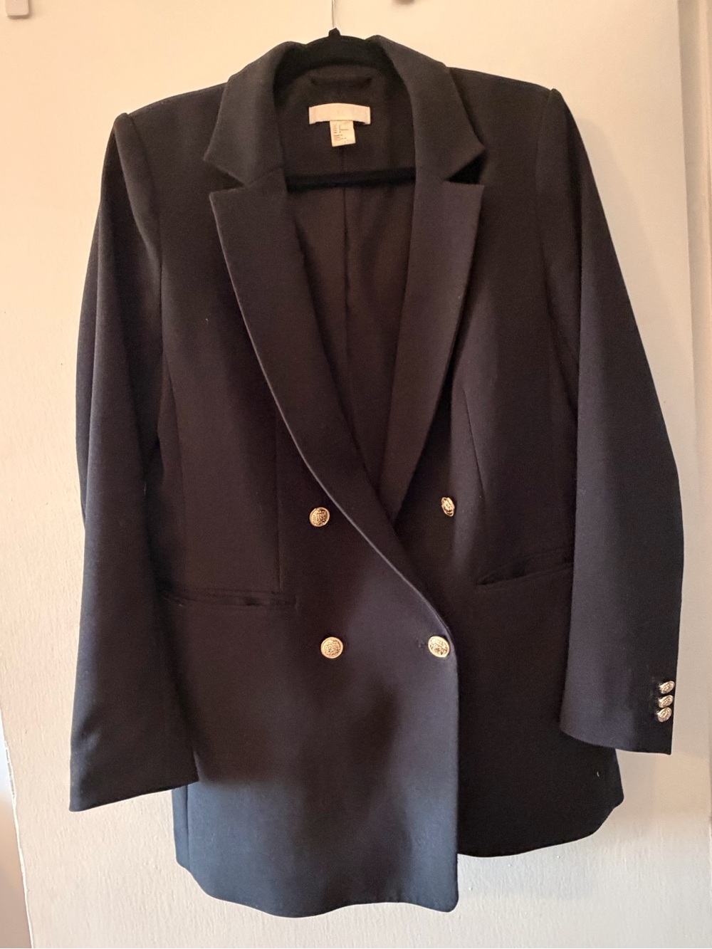 H&M Black Double-Breasted Blazer with Gold Buttons
